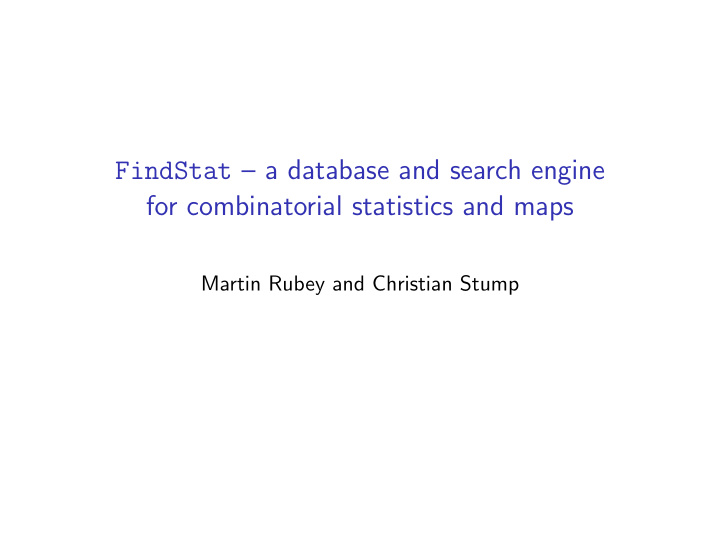 findstat a database and search engine for combinatorial