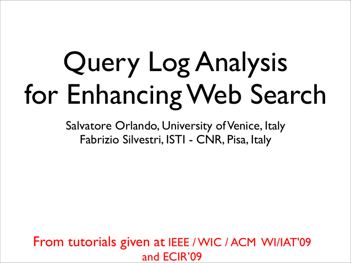 query log analysis for enhancing web search