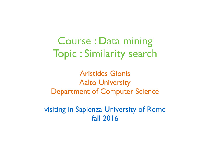 course data mining topic similarity search