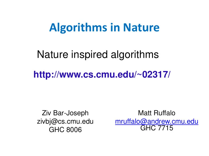 algorithms in nature