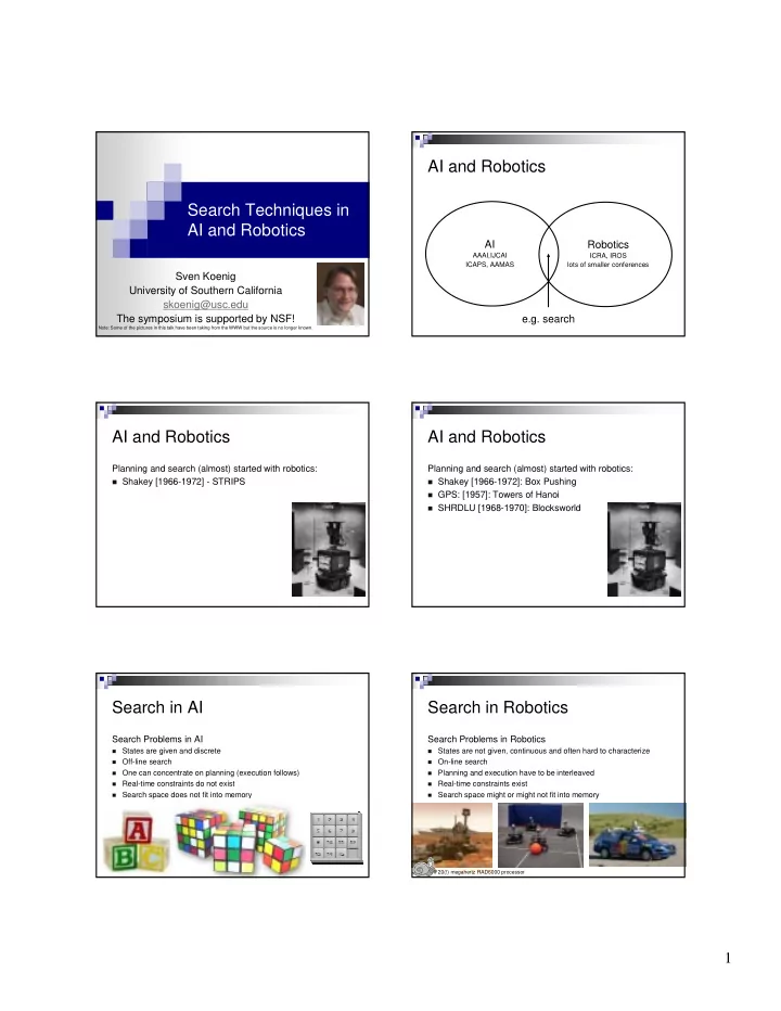 ai and robotics search techniques in ai and robotics