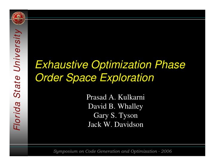 exhaustive optimization phase order space exploration