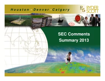 SEC Comments  Summary 2013  Disclaimer  The information conveyed in the following  presentation