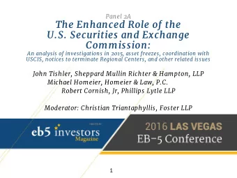 The Enhanced Role of the  U.S. Securities and Exchange  Commission:  An analysis of investigations
