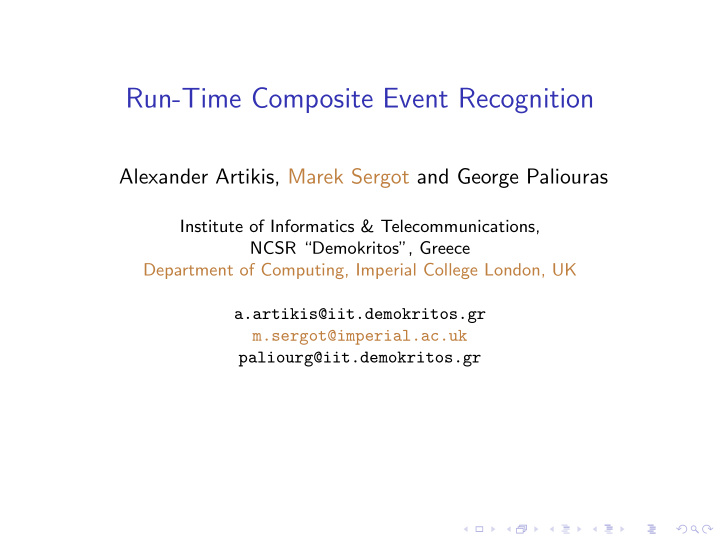 run time composite event recognition