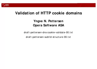 Validation of HTTP cookie domains  Yngve N. Pettersen  Opera Software ASA  draft