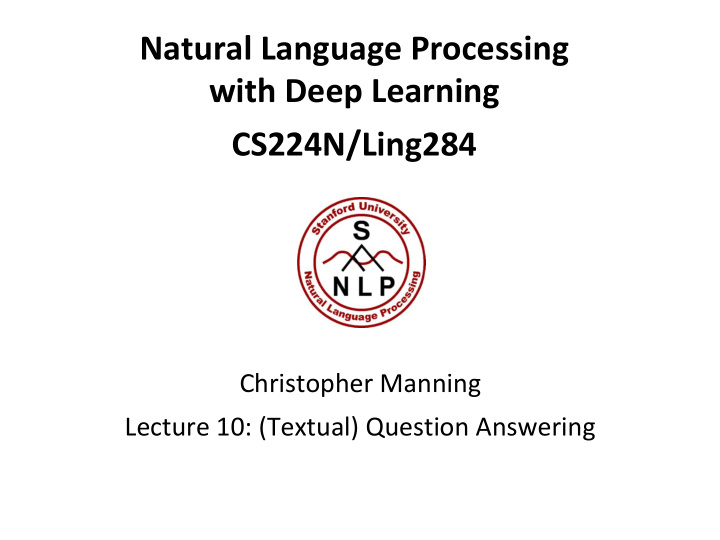 natural language processing with deep learning cs224n