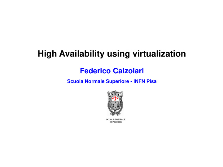 high availability using virtualization