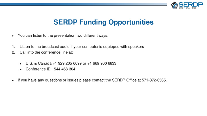 serdp funding opportunities