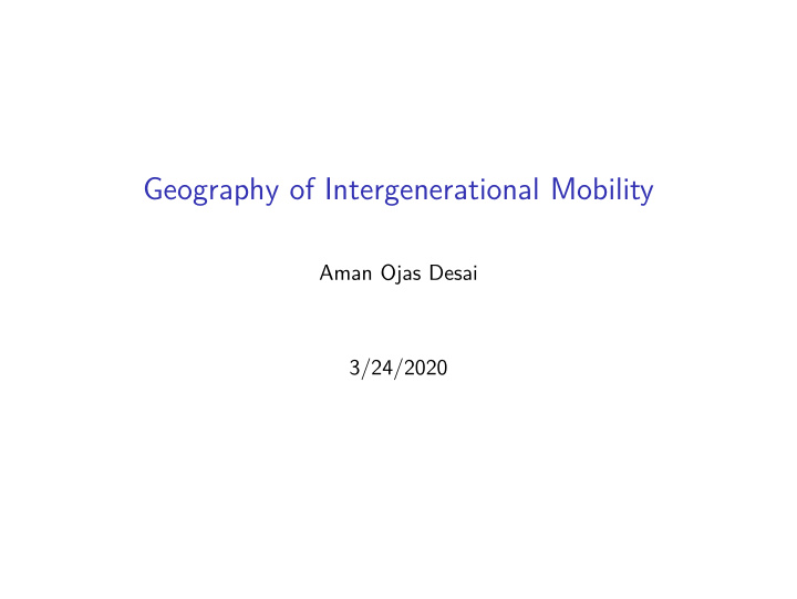 geography of intergenerational mobility