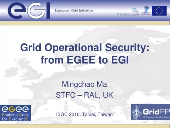 Grid Operational Security:  from EGEE to EGI  Mingchao Ma  STFC  RAL, UK  ISGC 2010, Taipei,