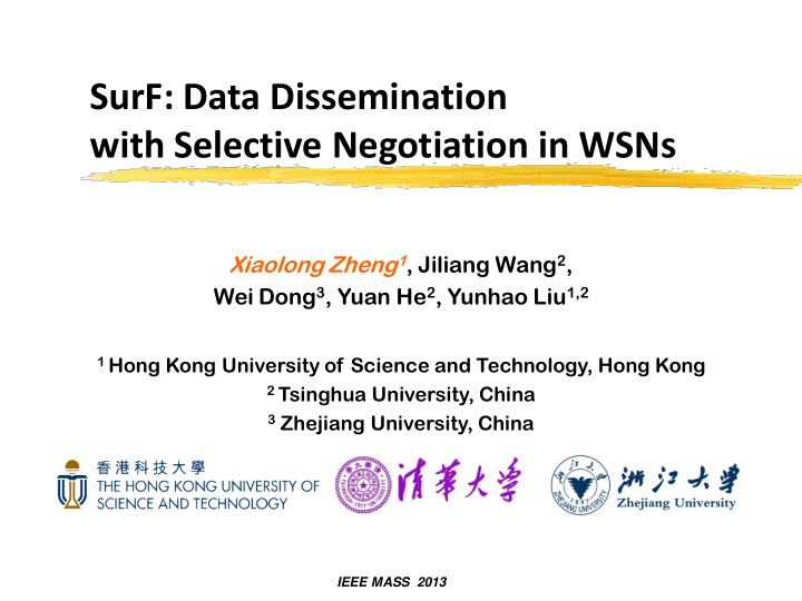 surf data dissemination with selective negotiation in wsns
