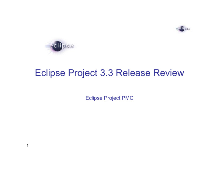 eclipse project 3 3 release review