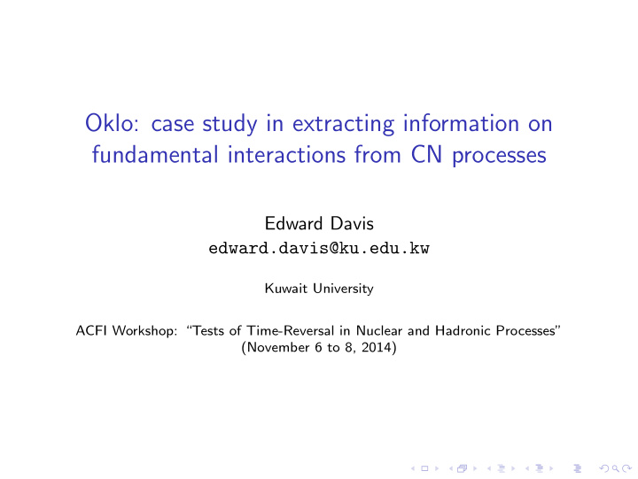 oklo case study in extracting information on fundamental