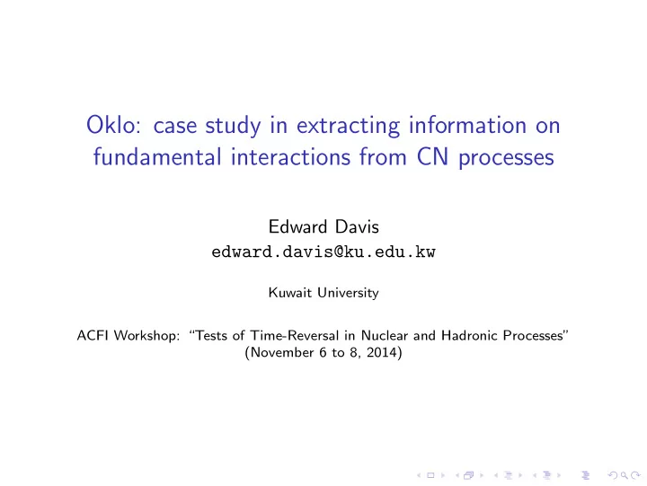 oklo case study in extracting information on fundamental