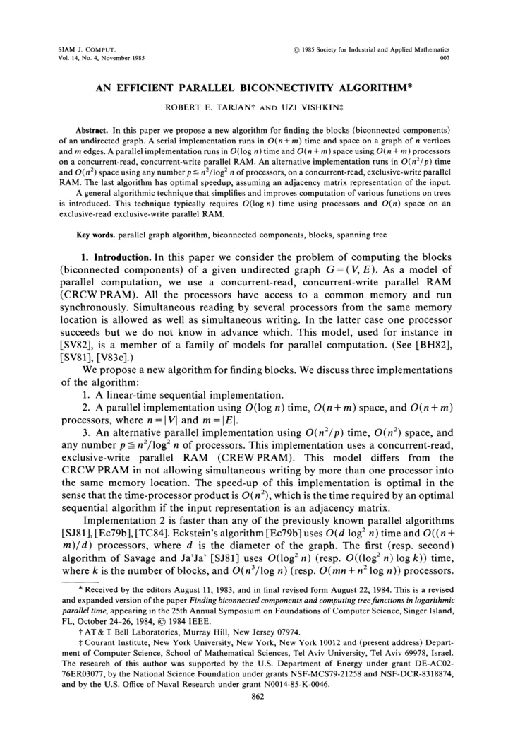 algorithm of savage and ja ja sj81 uses o log n resp o log