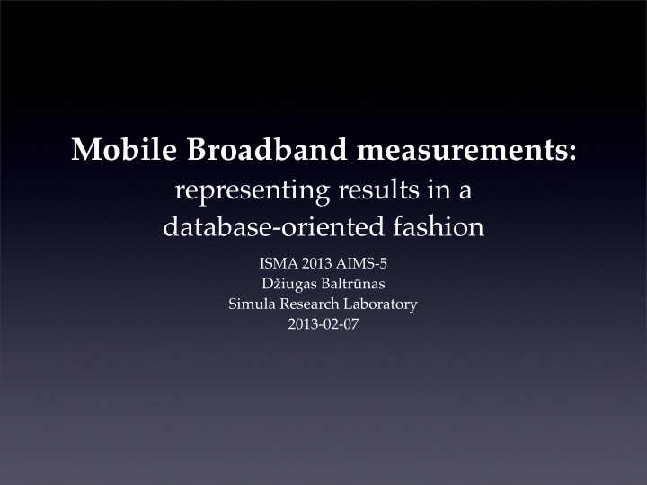 mobile broadband measurements