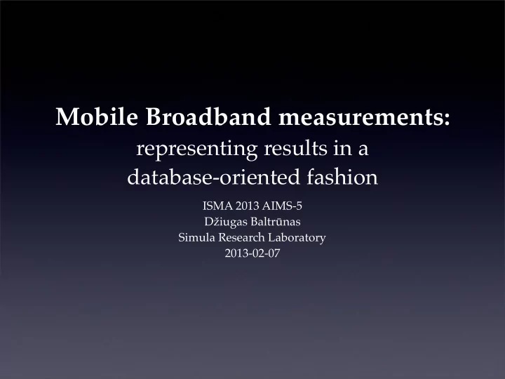 mobile broadband measurements