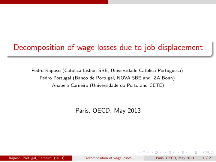 decomposition of wage losses due to job displacement