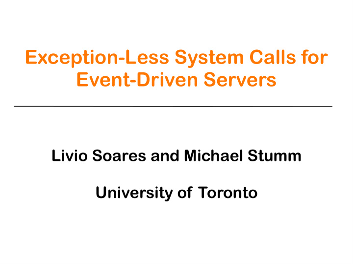 exception less system calls for event driven servers