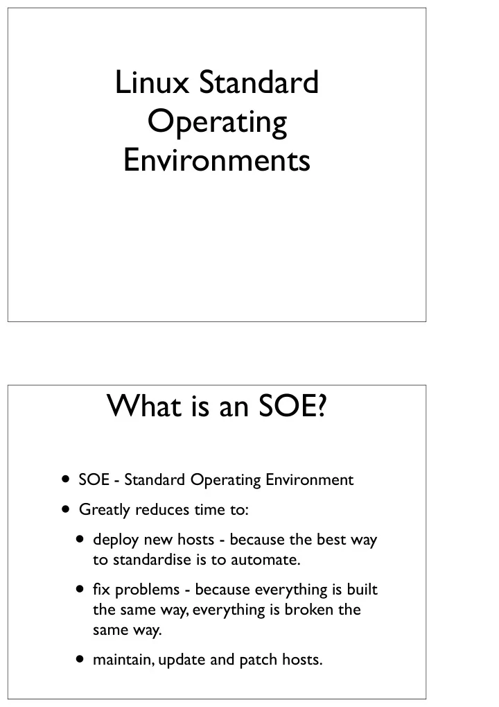 linux standard operating environments
