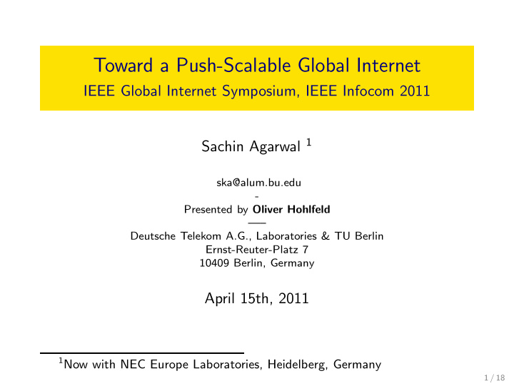 toward a push scalable global internet