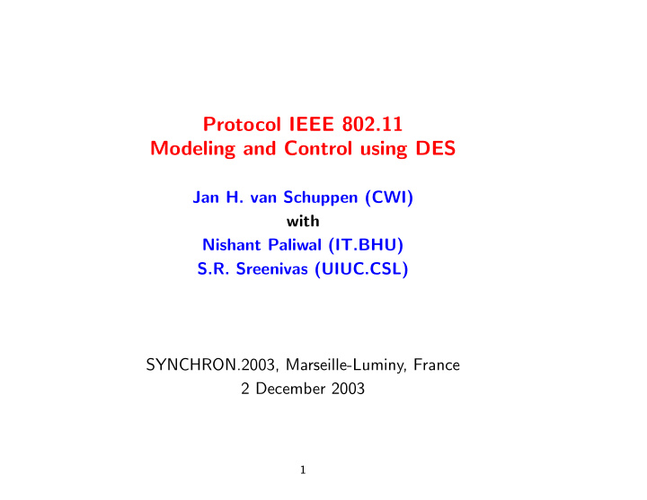 protocol ieee 802 11 modeling and control using des