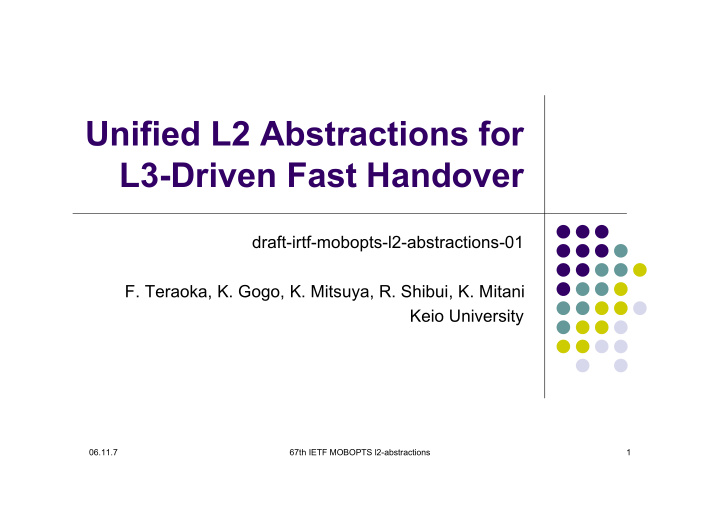 unified l2 abstractions for l3 driven fast handover