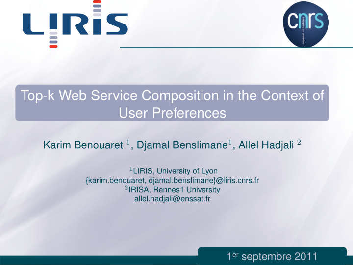 top k web service composition in the context of user