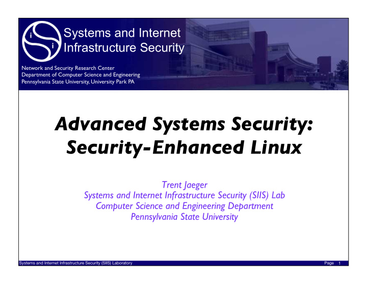advanced systems security security enhanced linux