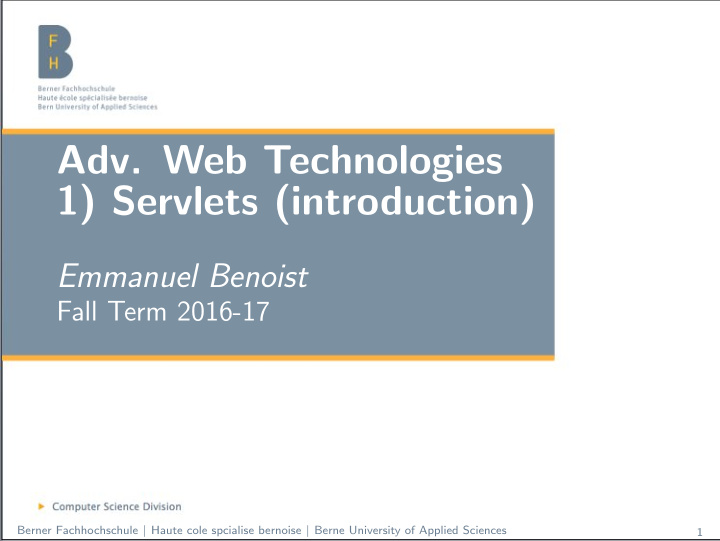 adv web technologies 1 servlets introduction
