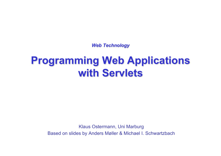 programming web applications with servlets