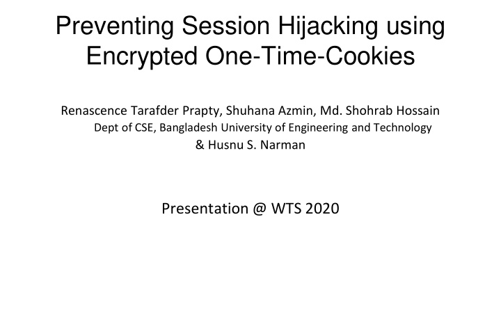 preventing session hijacking using encrypted one time