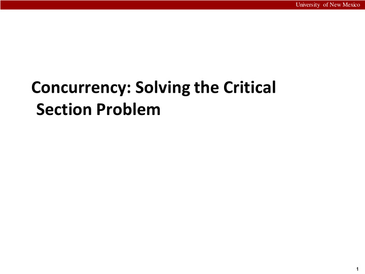 concurrency solving the critical section problem