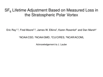 SF 6 Lifetime Adjustment Based on Measured Loss in  the Stratospheric Polar Vortex Eric Ray 1,3 ,
