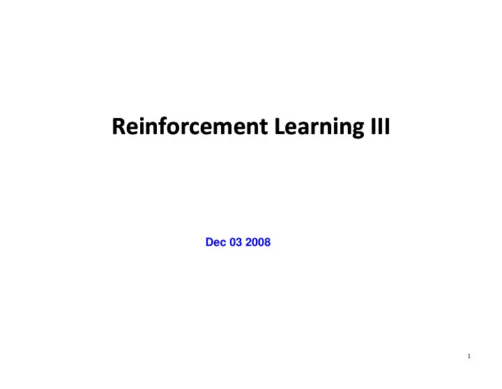 r i f r i f reinforcement learning iii reinforcement