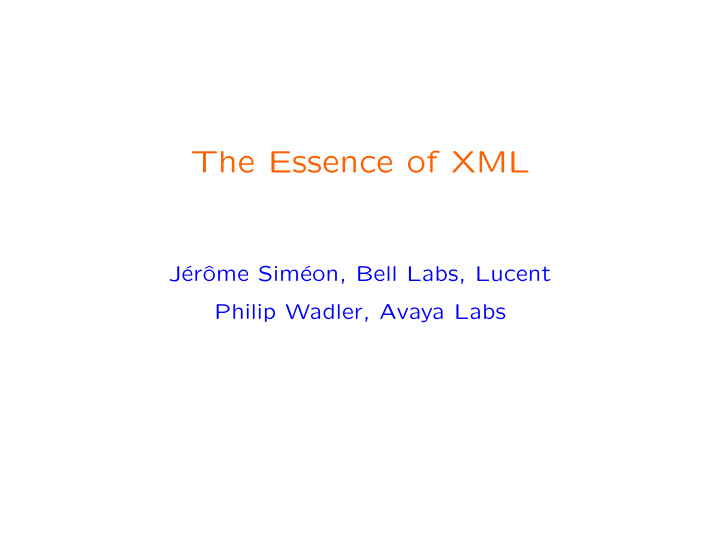 the essence of xml