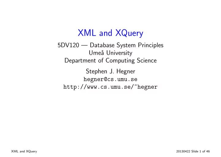 xml and xquery