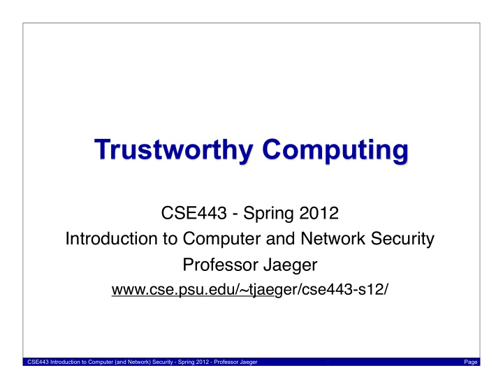 trustworthy computing