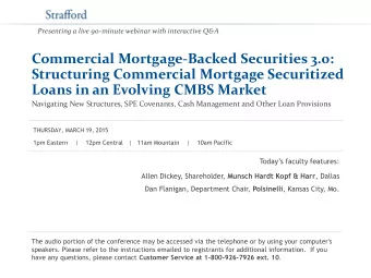Commercial Mortgage-Backed Securities 3.0:  Structuring Commercial Mortgage Securitized  Loans in