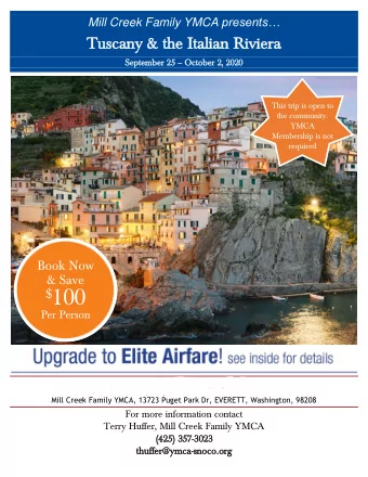$ 100 Per Person  SPECIAL TRAVEL PRESENTATION Date: Wednesday, September 18, 2019 Time: 3:30 PM