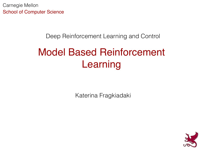 model based reinforcement learning