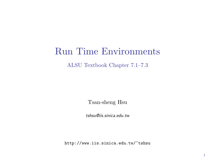 run time environments