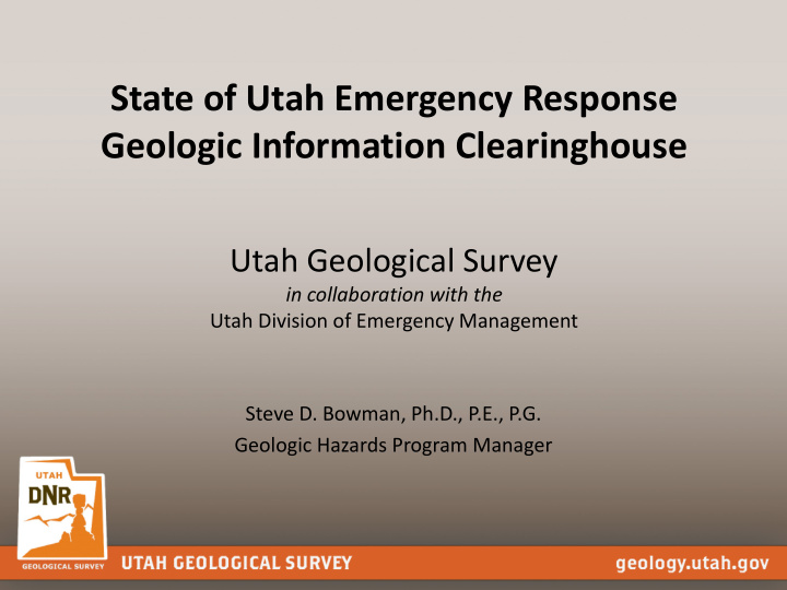state of utah emergency response geologic information