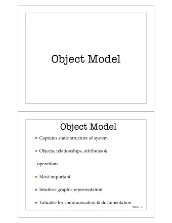 Object Model  Object Model  Captures static structure of system  Objects, relationships, attributes