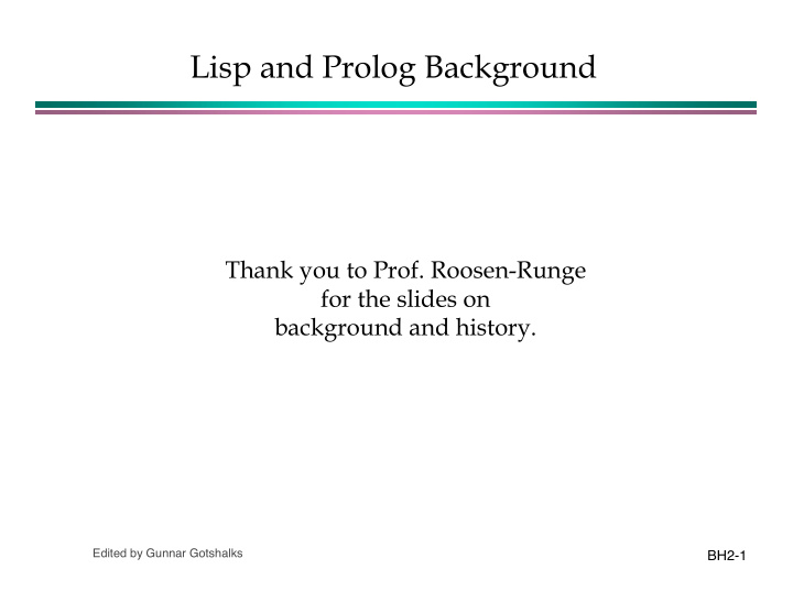 lisp and prolog background