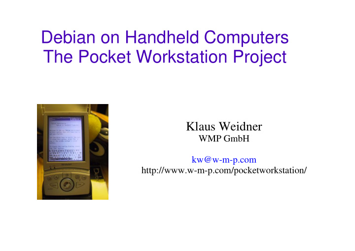 debian on handheld computers the pocket workstation