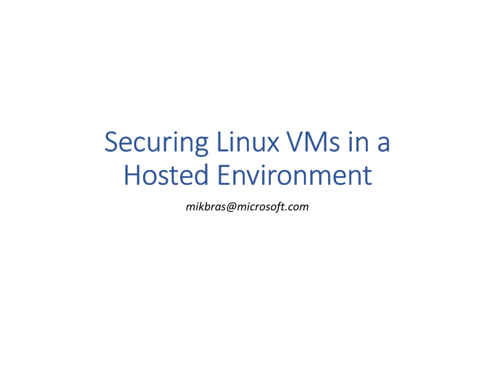 securing linux vms in a hosted environment