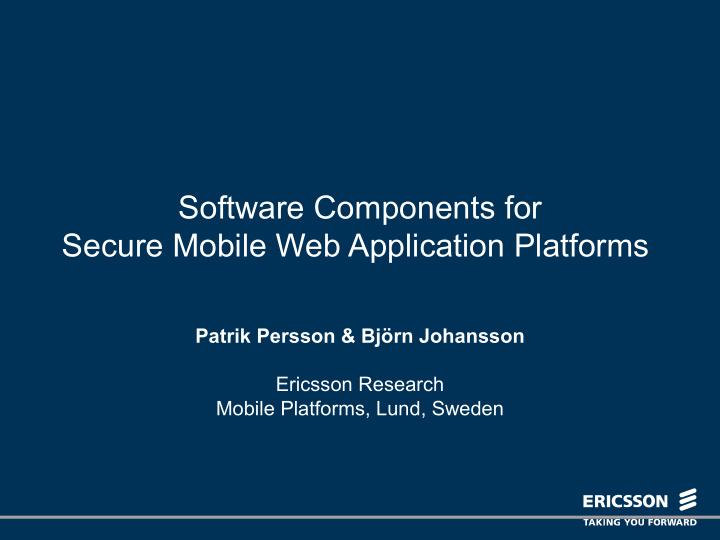 software components for secure mobile web application