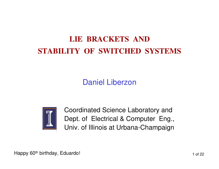 lie brackets and stability of switched systems daniel